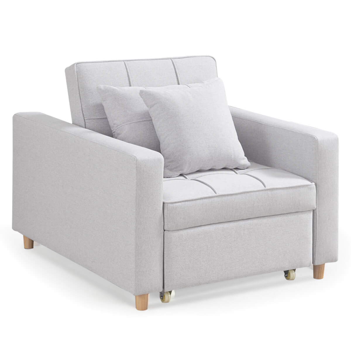 Homrest Sofa Bed 3-in-1 Convertible Chair Multi-Functional Adjustable Recliner, Sofa, Bed(Light Gray)