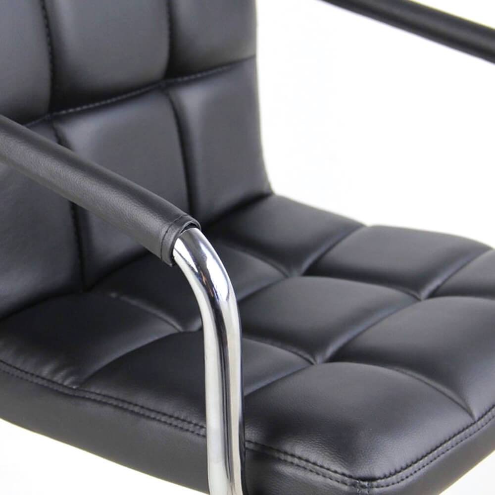 Homrest 2 pieces 60-80cm 6 Checks Round Cushion Bar Stools with Armrest Black
