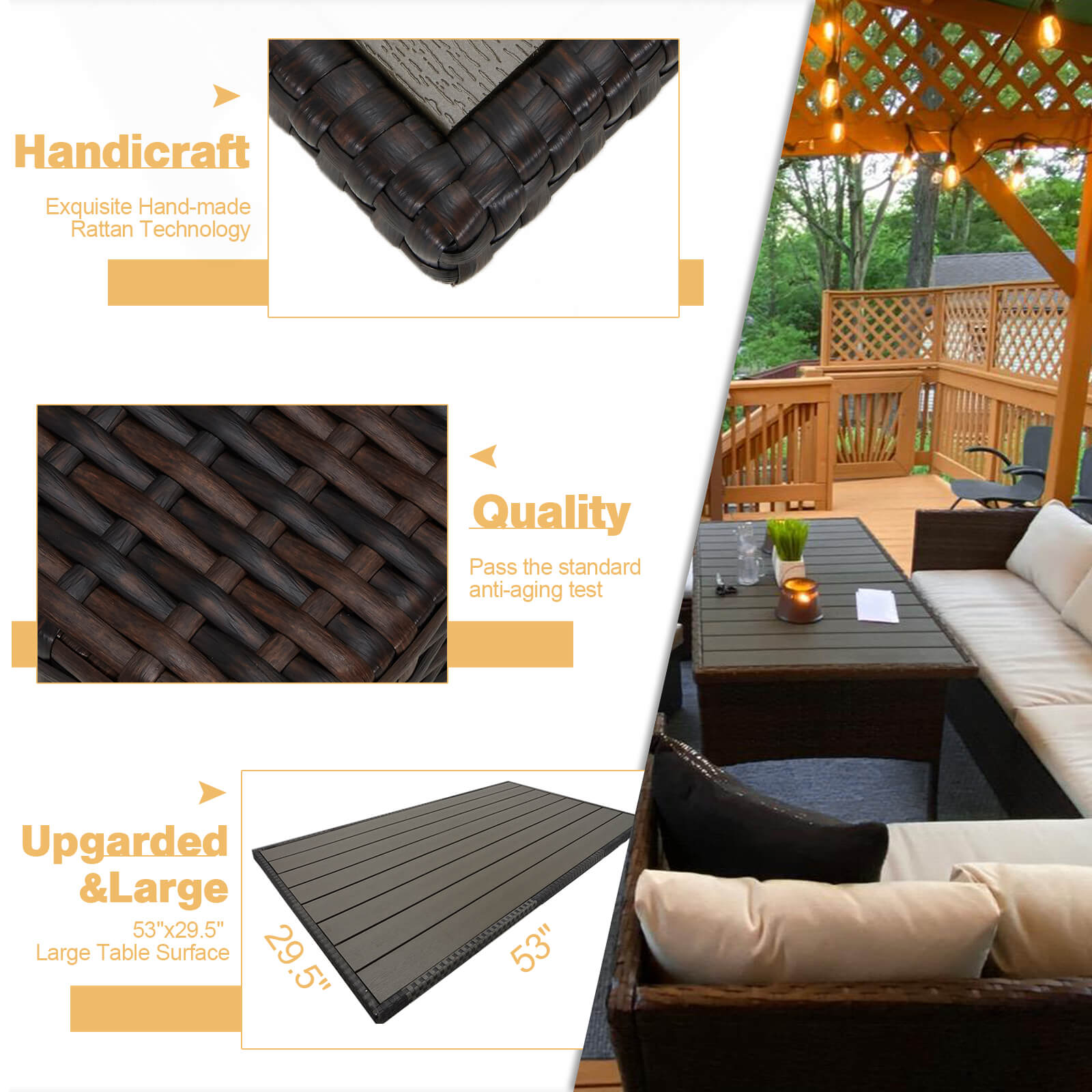 Ourdoor dining set with ottoman for porch, garden and poolside | Homrest furniture