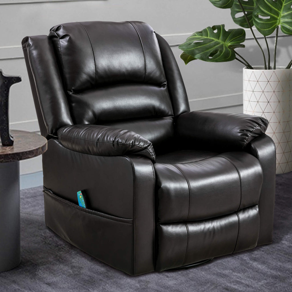 Massage Recliner Chair Breathable Faux Leather Ergonomic Lounge Chair, Dark Brown