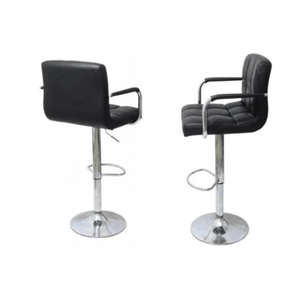 Homrest 2 pieces 60-80cm 6 Checks Round Cushion Bar Stools with Armrest Black