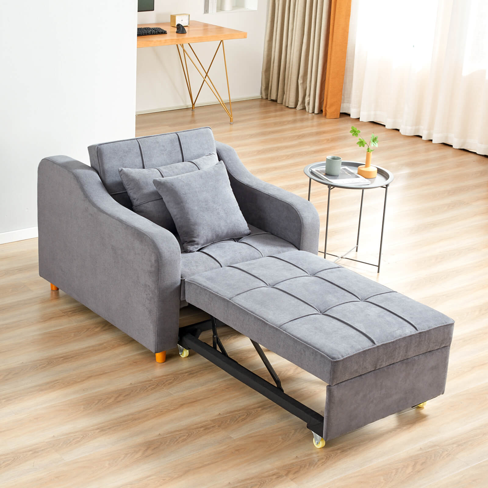Homrest Sofa Bed 3-in-1 Convertible Chair Multi-Functional Sofa Bed Adjustable Recliner(Dark Grey)