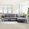 Modern linen sectional convertible sofa bed  for living room. dark gray