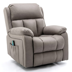 360° Swivel Massage Recliner Chairw/ Side Pockets, Coffee