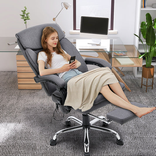 Ergonomic Reclining  Massage Office Chair with Breathable Fabric Dark Gray