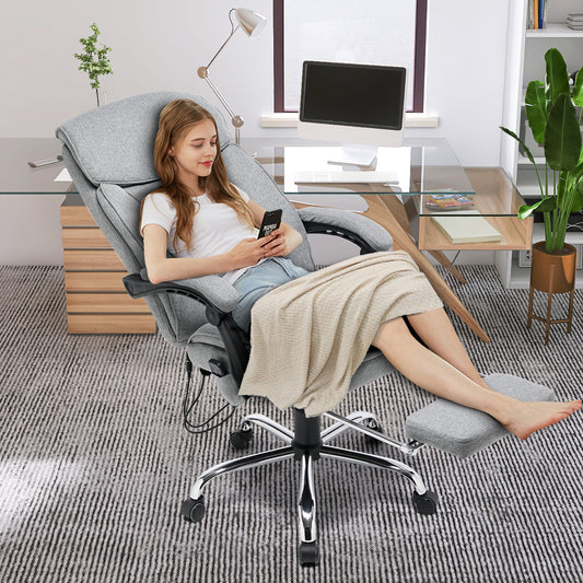 Ergonomic Reclining  Massage Office Chair with Breathable Fabric Light Gray (Re-stock on late May)