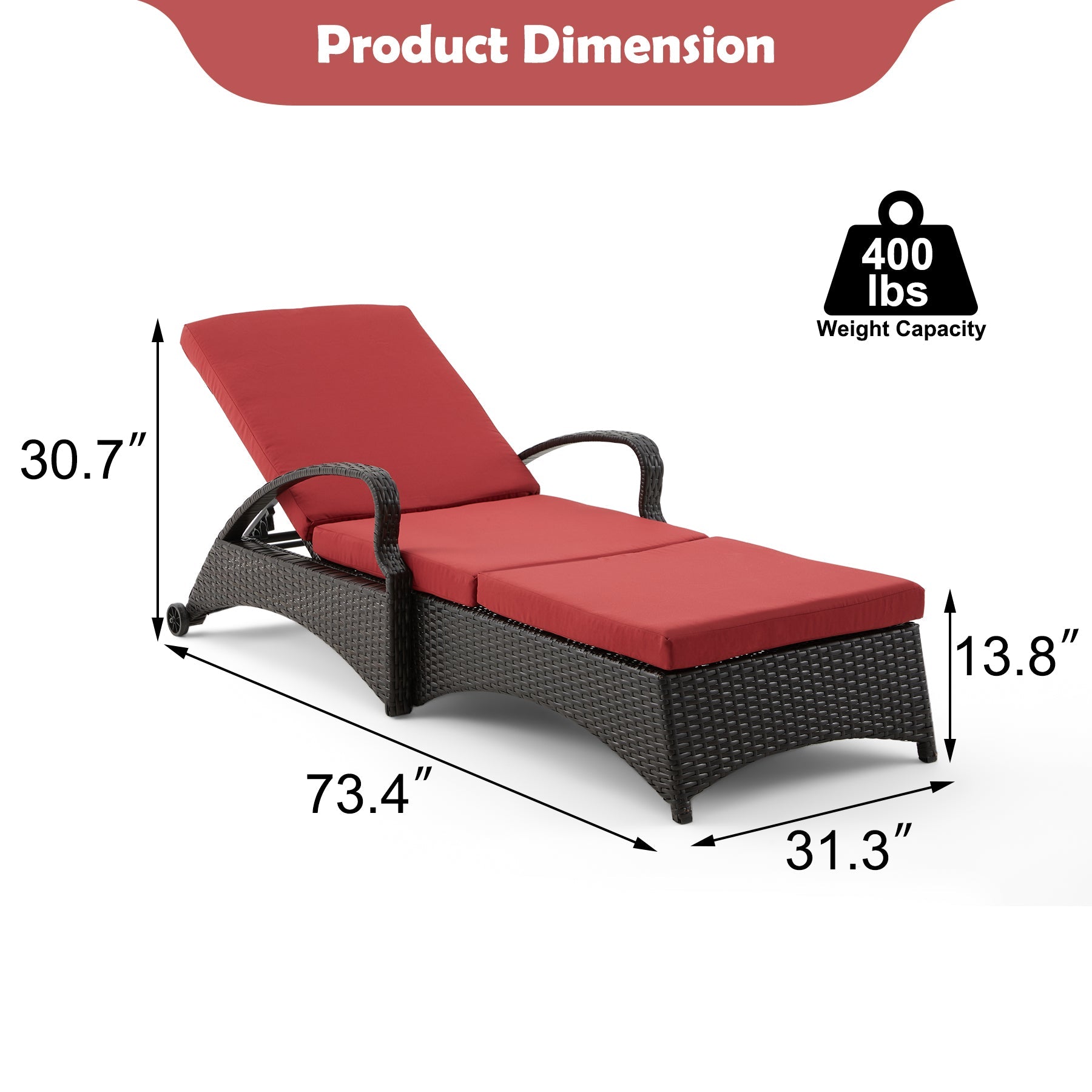 Product dimensions of Homrest lounge chair