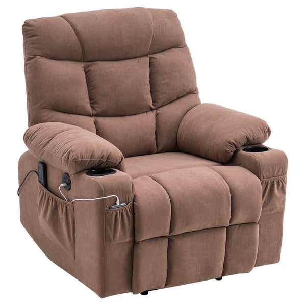 Homrest Dual Motor Lift Chair Recliners for Elderly, Fabric Electric Power Lift Recliner Chair Sofa with Side Pocket & Remote Control, Brown