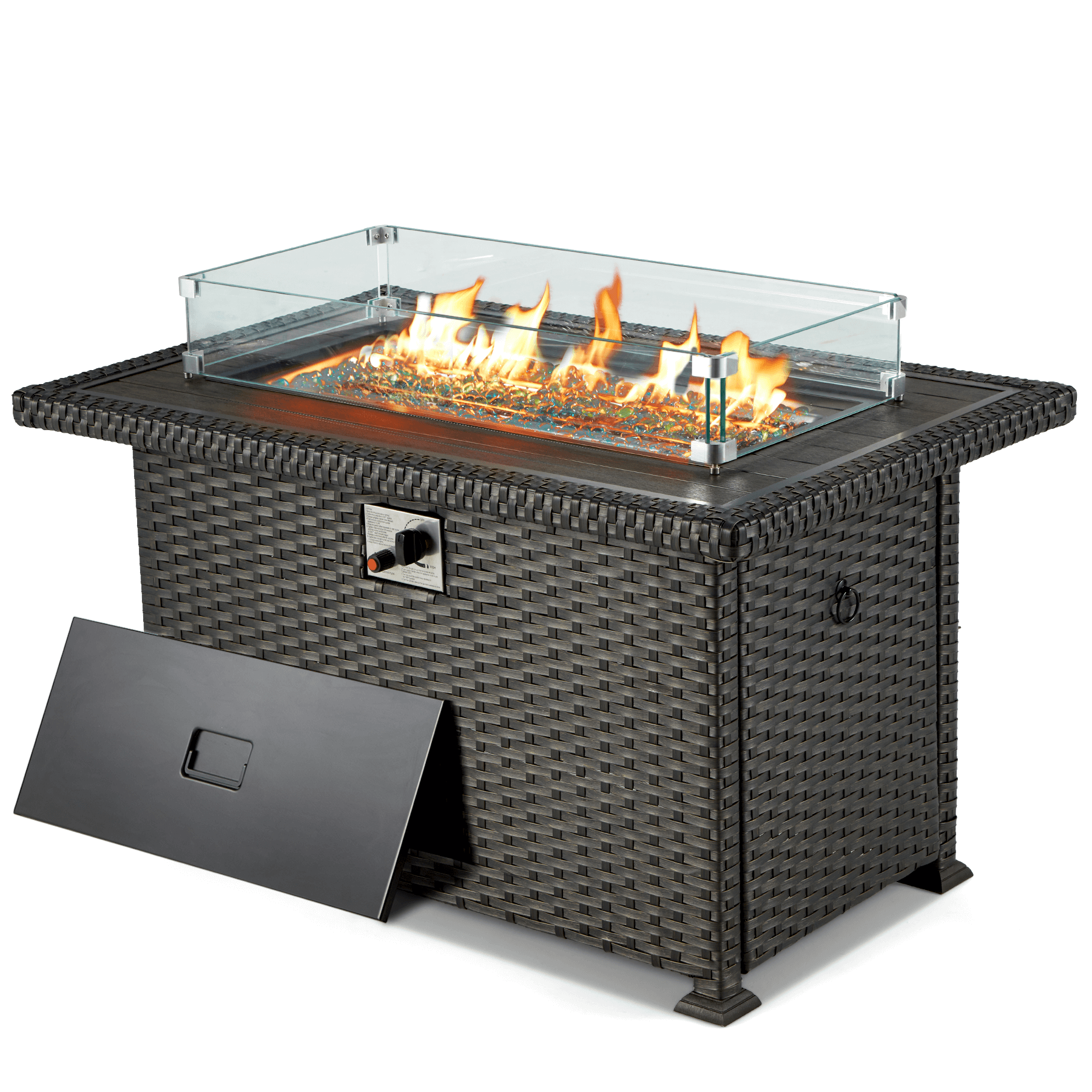 Homrest patio fire pit table, black