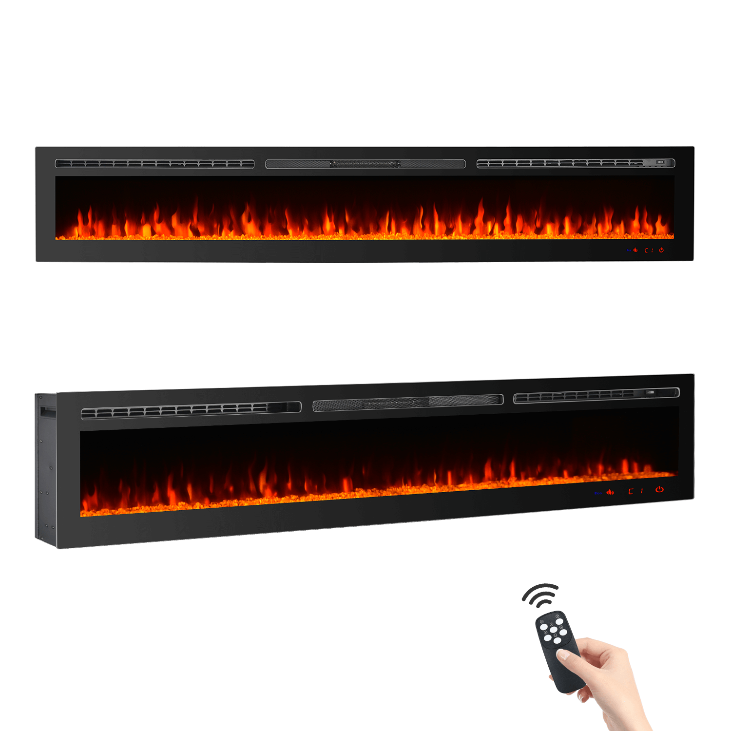 Homrest 100 inch Electric Fireplace, Wall Mounted Fireplace Insert with Remote Control