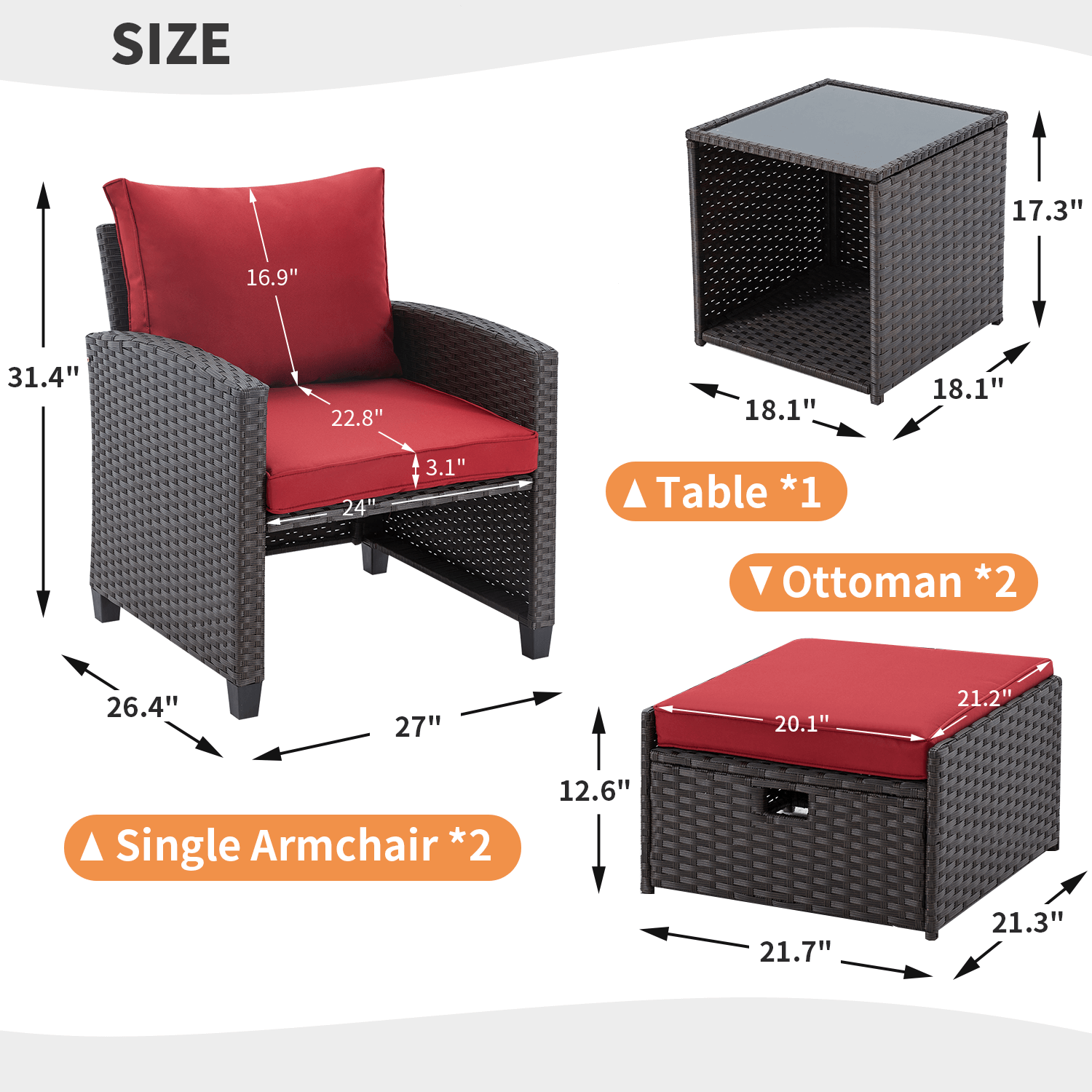 Homrest outdoor sectionals, wine red