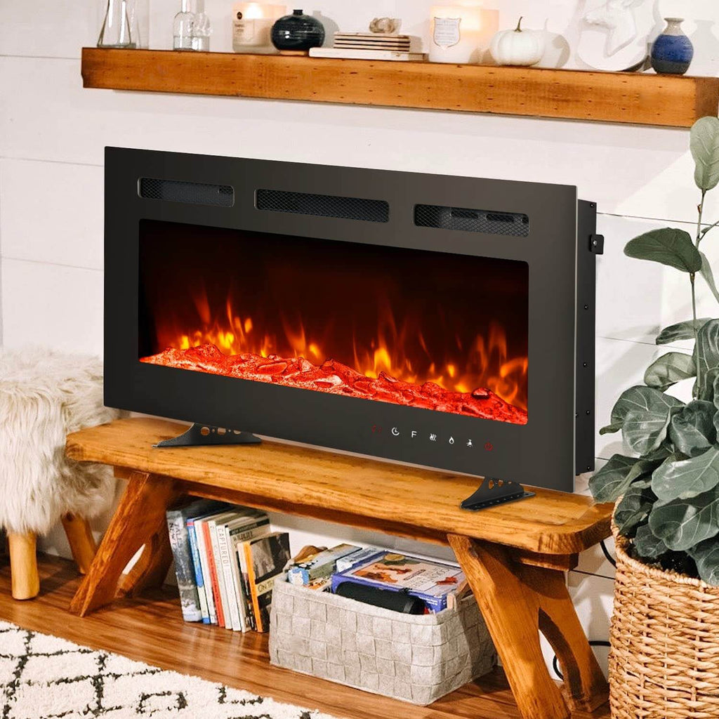Homrest 36 inch Electric Fireplace with Free Standing, Wall Mounted Fireplace Insert Heater with Remote Control&Touch Screen