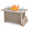 44 in Propane Fire Pit with Aluminum Table Top and Glass Wind Guard, Gray | Homrest furniture