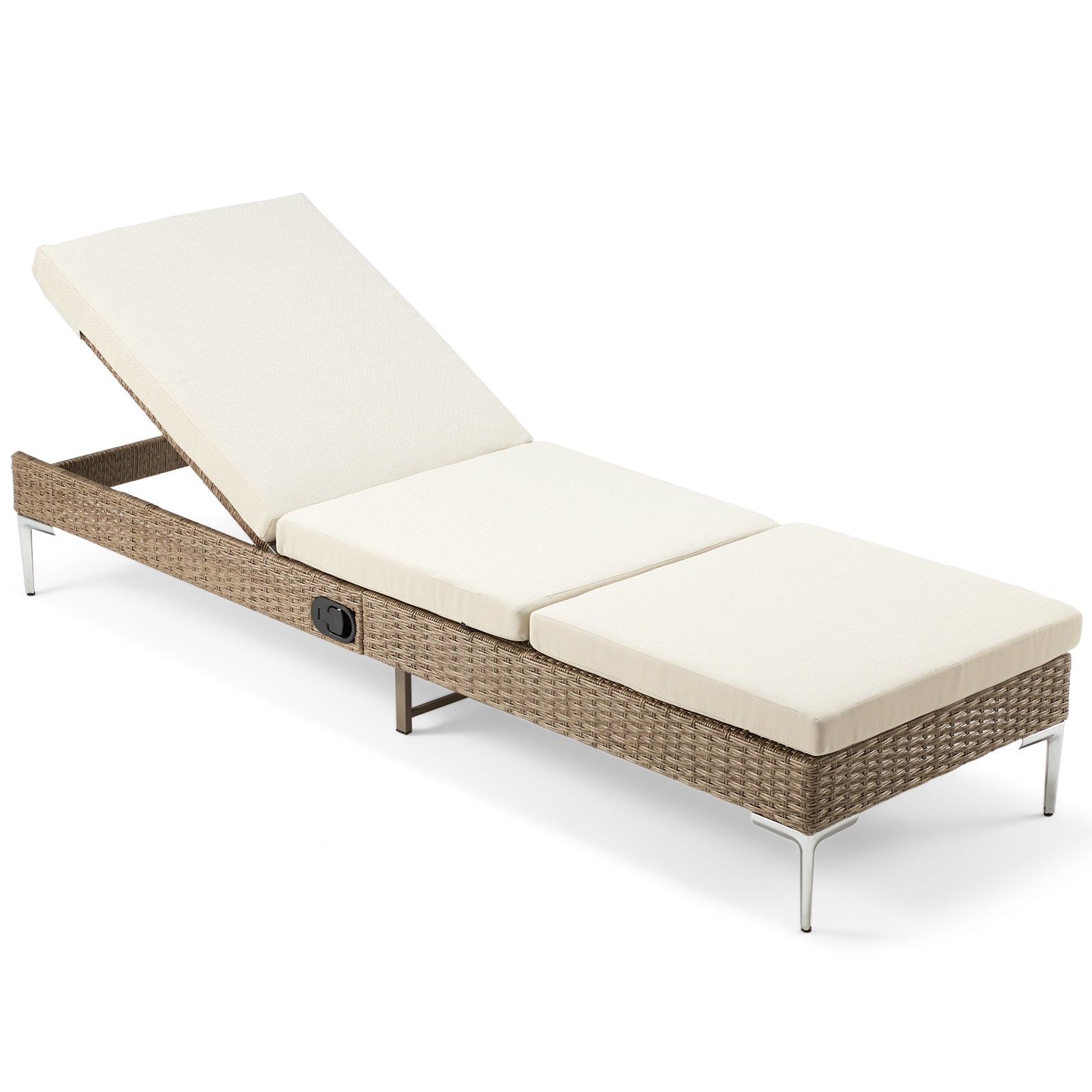 Homrest 2PCs Patio Chaise Lounge Chair with Thickened Cushion, Beige