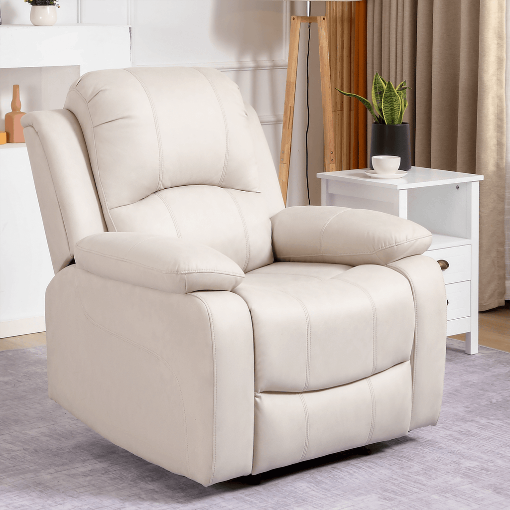 Homrest Recliner Chair with Technological Fabric Recliner, Creamy White
