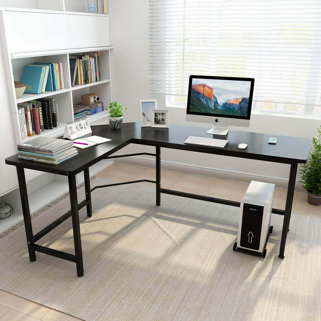 L-Shaped Desktop Computer Desk Black