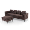 4-Seat Sectional Sleeper Sofa Set with Storage Ottoman for Living Room, Brown
