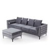 4-Seat Sectional Sleeper Sofa Set with Storage Ottoman for Living Room, Grey | Homrest Furniture