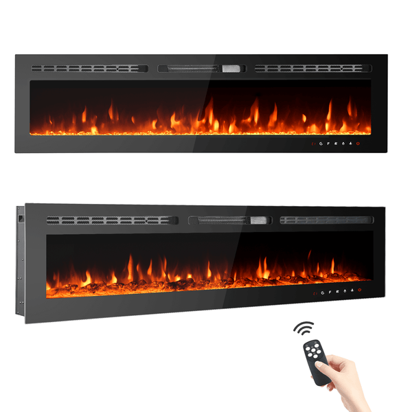 Homrest 70 inch Electric Fireplace, Wall Mounted Fireplace Insert with Remote Control&Touch Screen