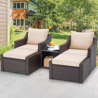 5 Pcs<br>Khaki Wicker Recliner Set