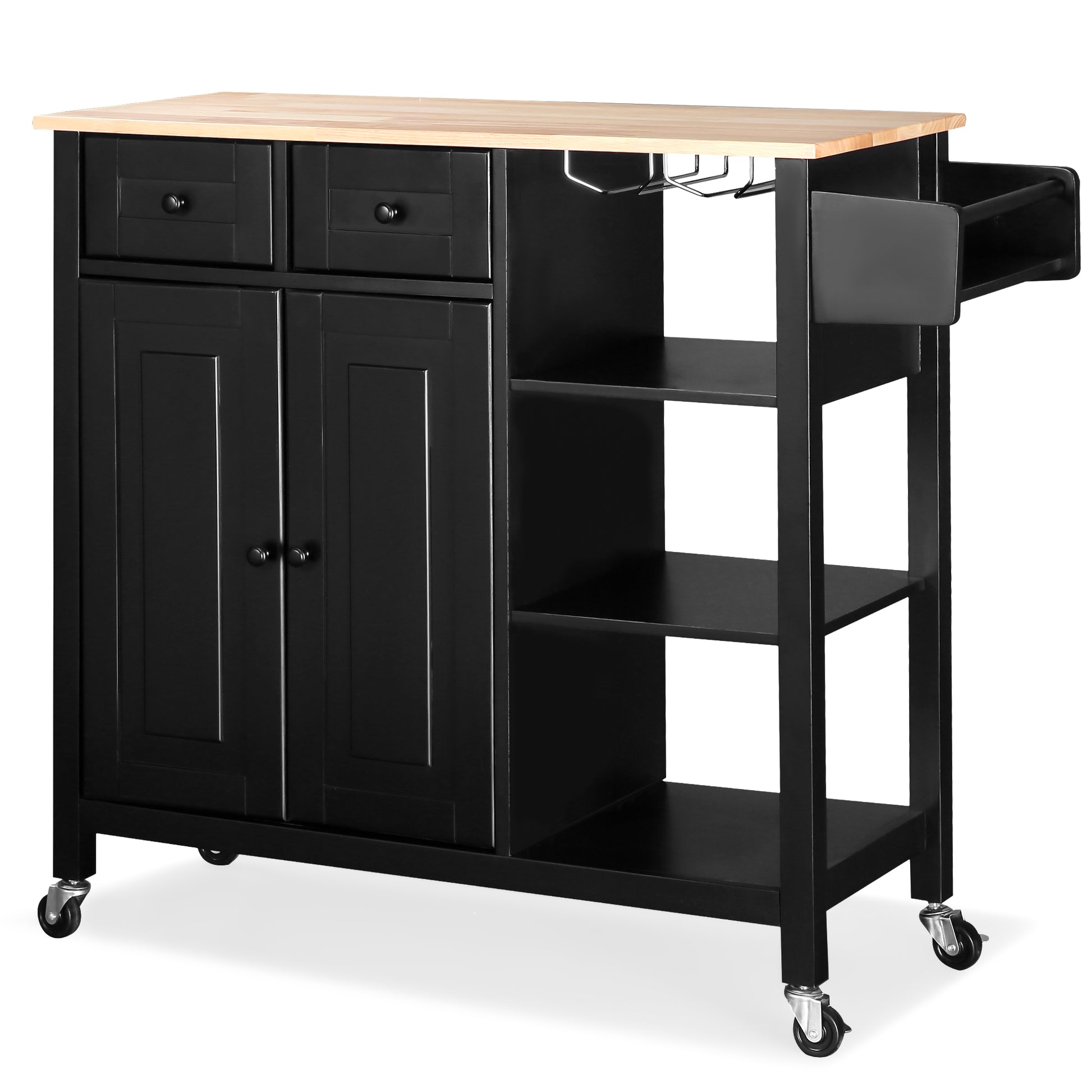 Homrest kitchen cart with Cabinet & 3 Layer Shelves, 
