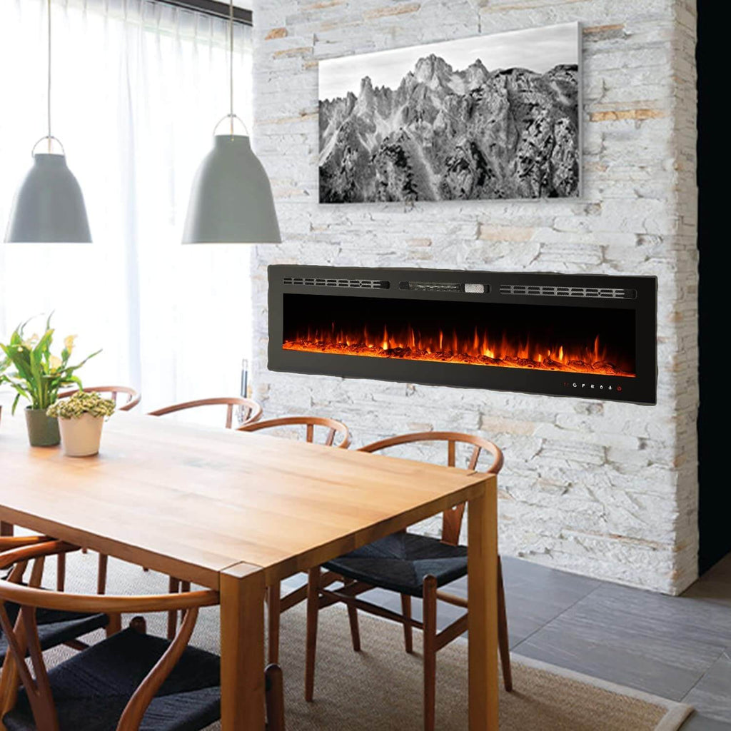 Homrest 70 inch Electric Fireplace, Wall Mounted Fireplace Insert with Remote Control&Touch Screen