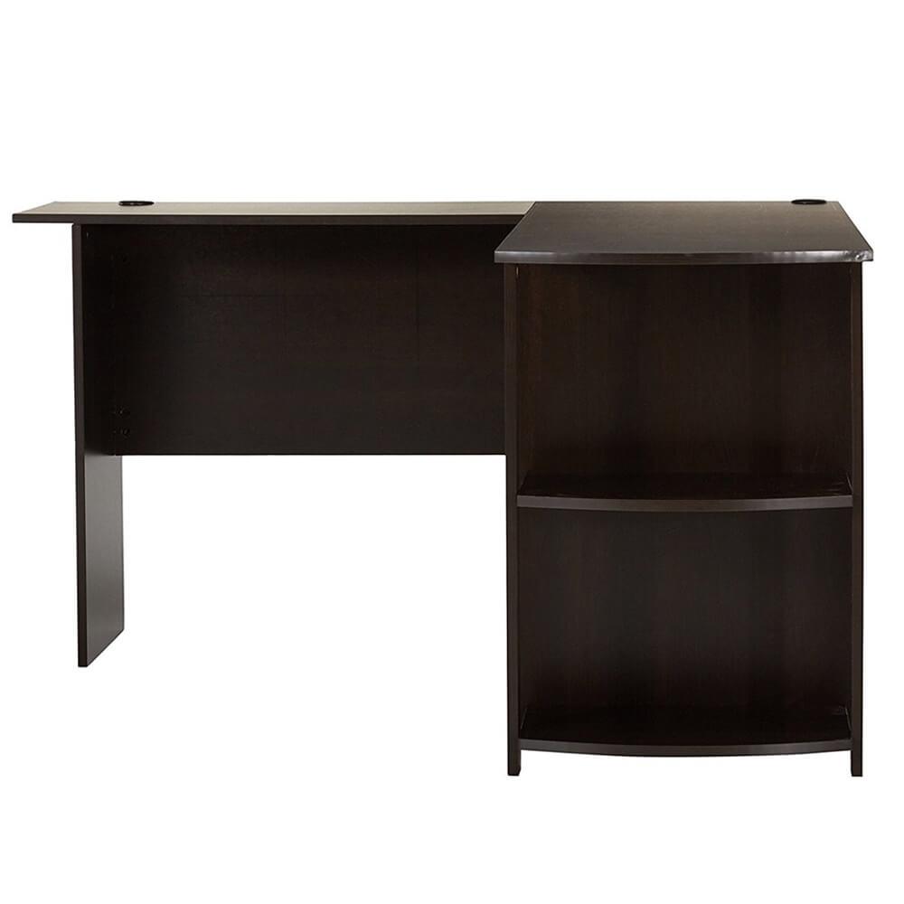 L-Shaped Computer Desk with Two-layer Bookshelves Dark Brown