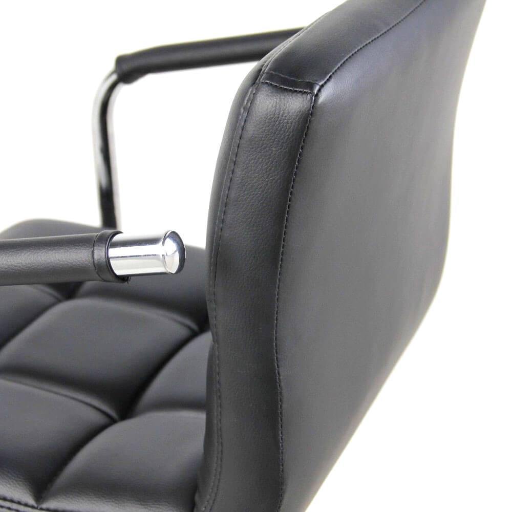 Homrest 2 pieces 60-80cm 6 Checks Round Cushion Bar Stools with Armrest Black