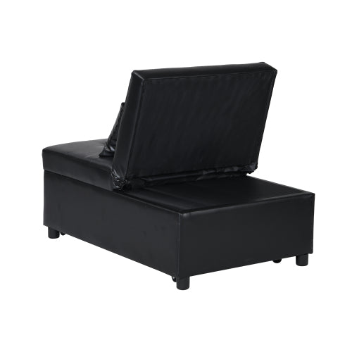 Homrest Folding Sofa Bed 4-in-1 Convertible Chair, Multi-Functional Adjustable Recliner, Black Faux Leather