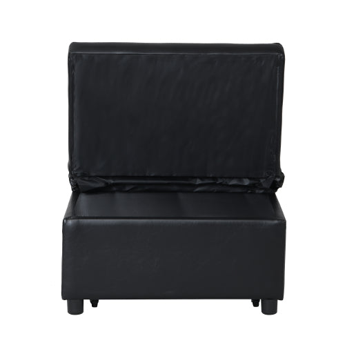 Homrest Folding Sofa Bed 4-in-1 Convertible Chair, Multi-Functional Adjustable Recliner, Black Faux Leather