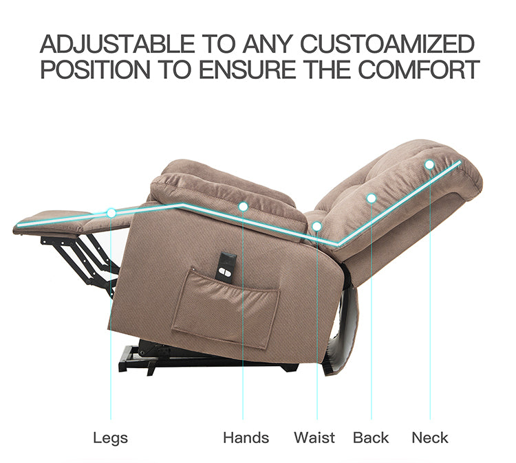  Power Lift Microfiber Electric Recliner Chair for Elderly with Side Pockets, Remote Control Living Room Chair (Brown) | Homrest Furniture