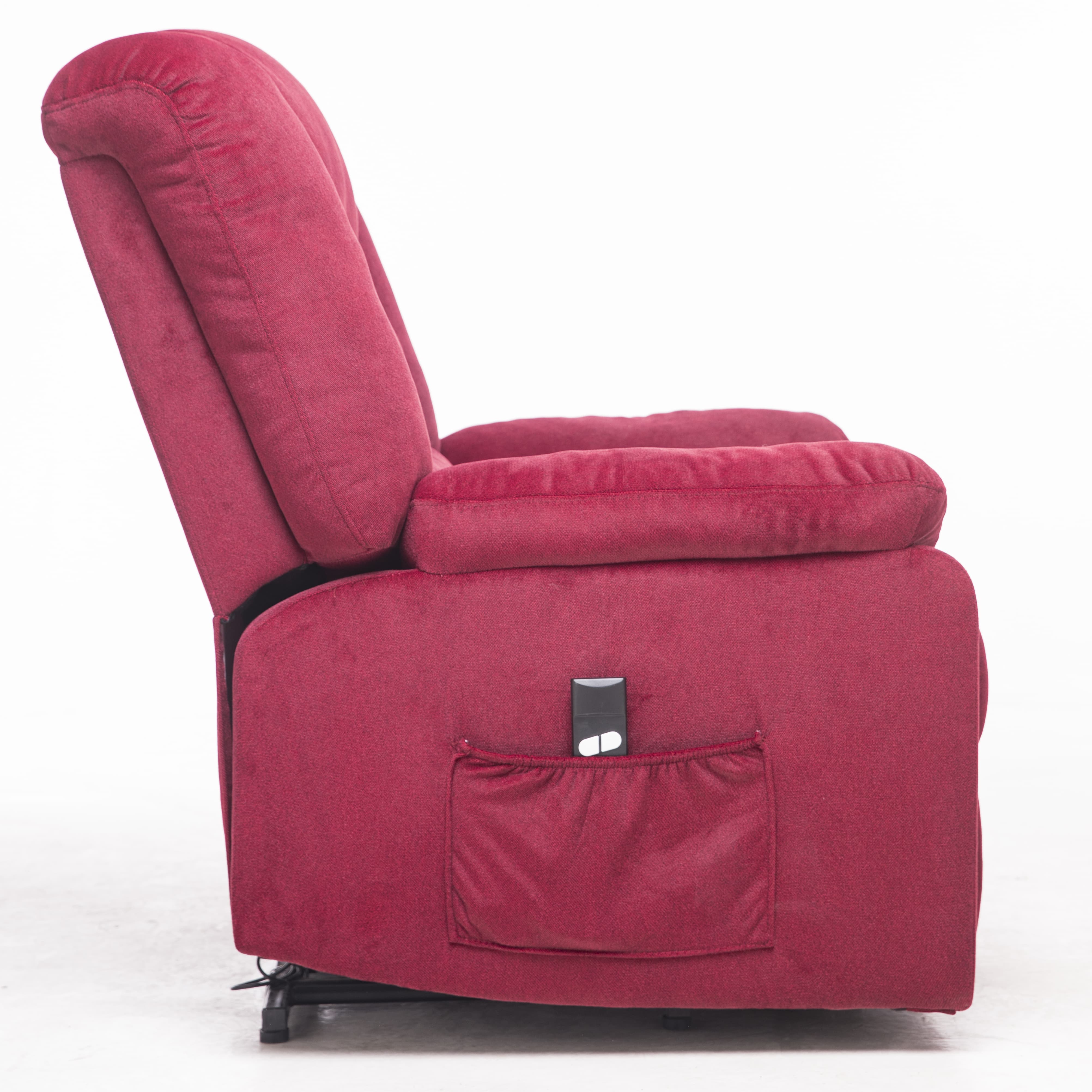  Power Lift Microfiber Electric Recliner Chair for Elderly with Side Pockets, Remote Control Living Room Chair (Red) | Homrest Furniture