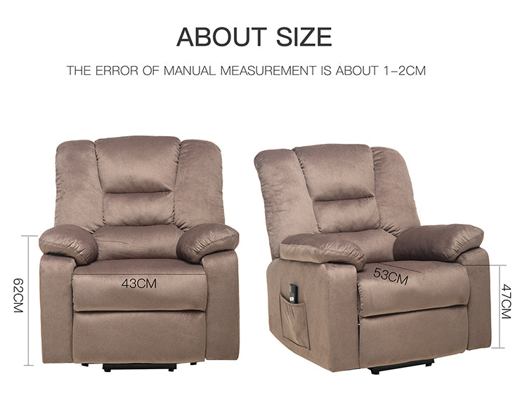  Power Lift Microfiber Electric Recliner Chair for Elderly with Side Pockets, Remote Control Living Room Chair (Brown) | Homrest Furniture