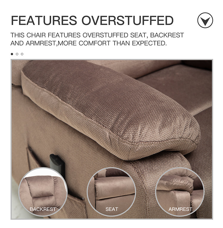  Power Lift Microfiber Electric Recliner Chair for Elderly with Side Pockets, Remote Control Living Room Chair (Brown) | Homrest Furniture