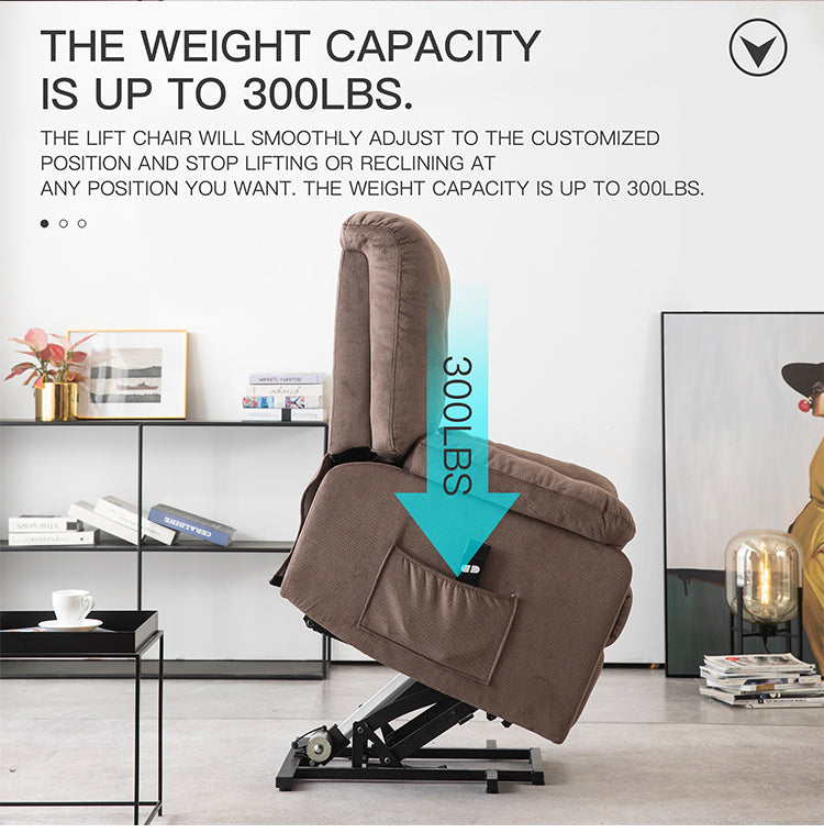  Power Lift Microfiber Electric Recliner Chair for Elderly with Side Pockets, Remote Control Living Room Chair (Brown) | Homrest Furniture