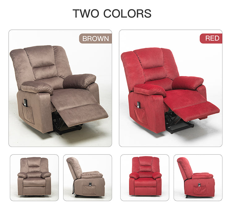  Power Lift Microfiber Electric Recliner Chair for Elderly with Side Pockets, Remote Control Living Room Chair (Brown) | Homrest Furniture