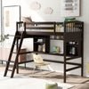 Twin size Loft Bed with Storage Shelves, Desk and Ladder, Espresso