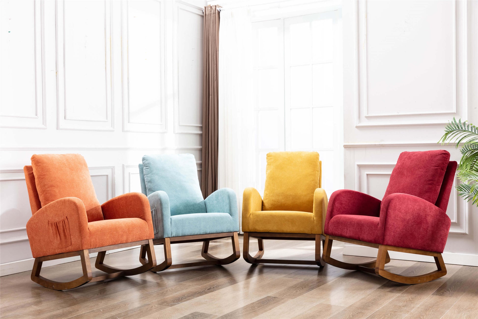Homrest retro rocking chair for living room, orange