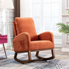 Mid Century Rocking Chair Glider Rocker Armchair Retro Upholstered Indoor Nursery Chair, Orange