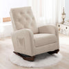 Rocking Chair High Back Mid Century Accent Chair Comfy Armchair with Fabric Padded Seat(Beige)