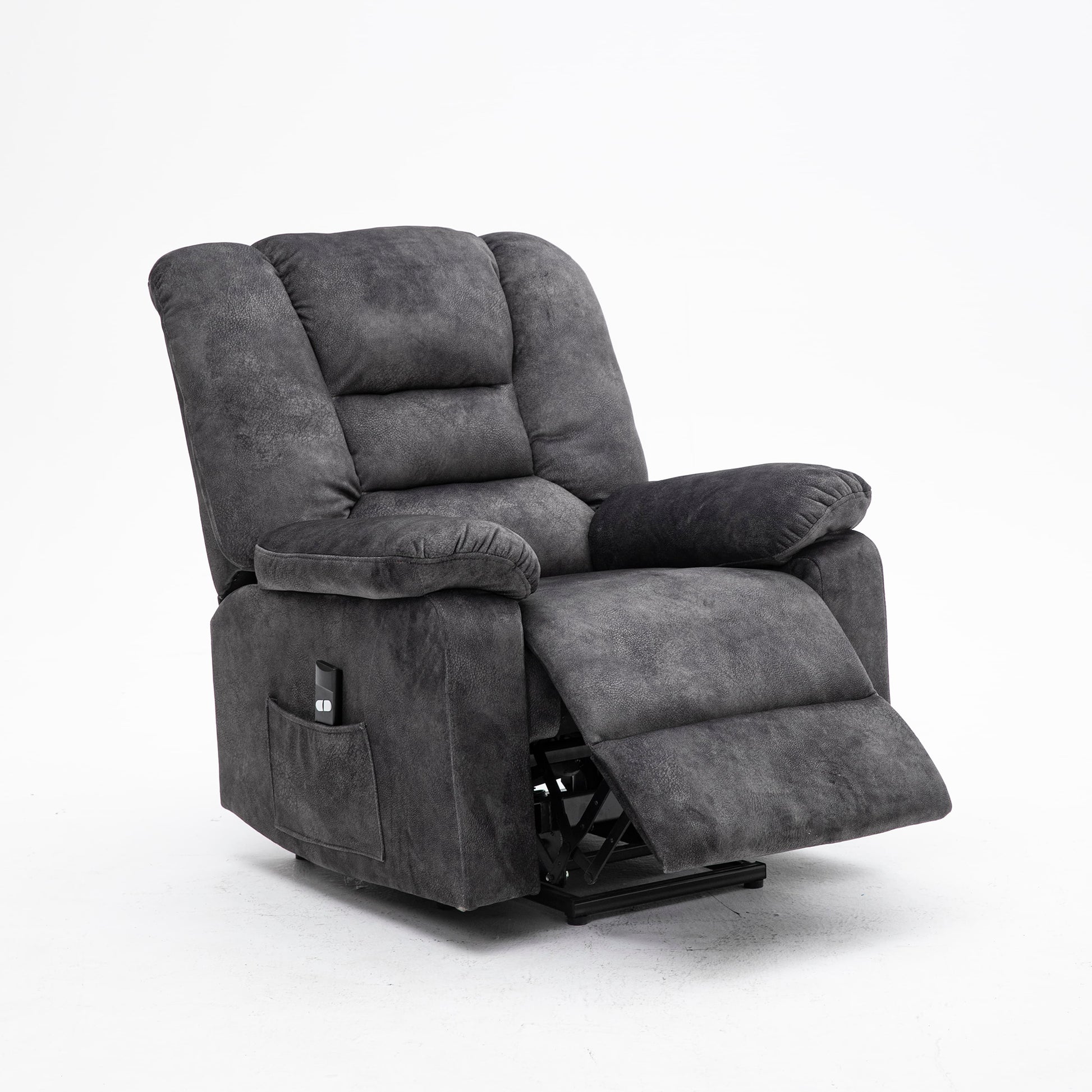  Homrest Power Lift Microfiber Electric Recliner Chair for Elderly with Side Pockets, Remote Control Living Room Chair (Grey)