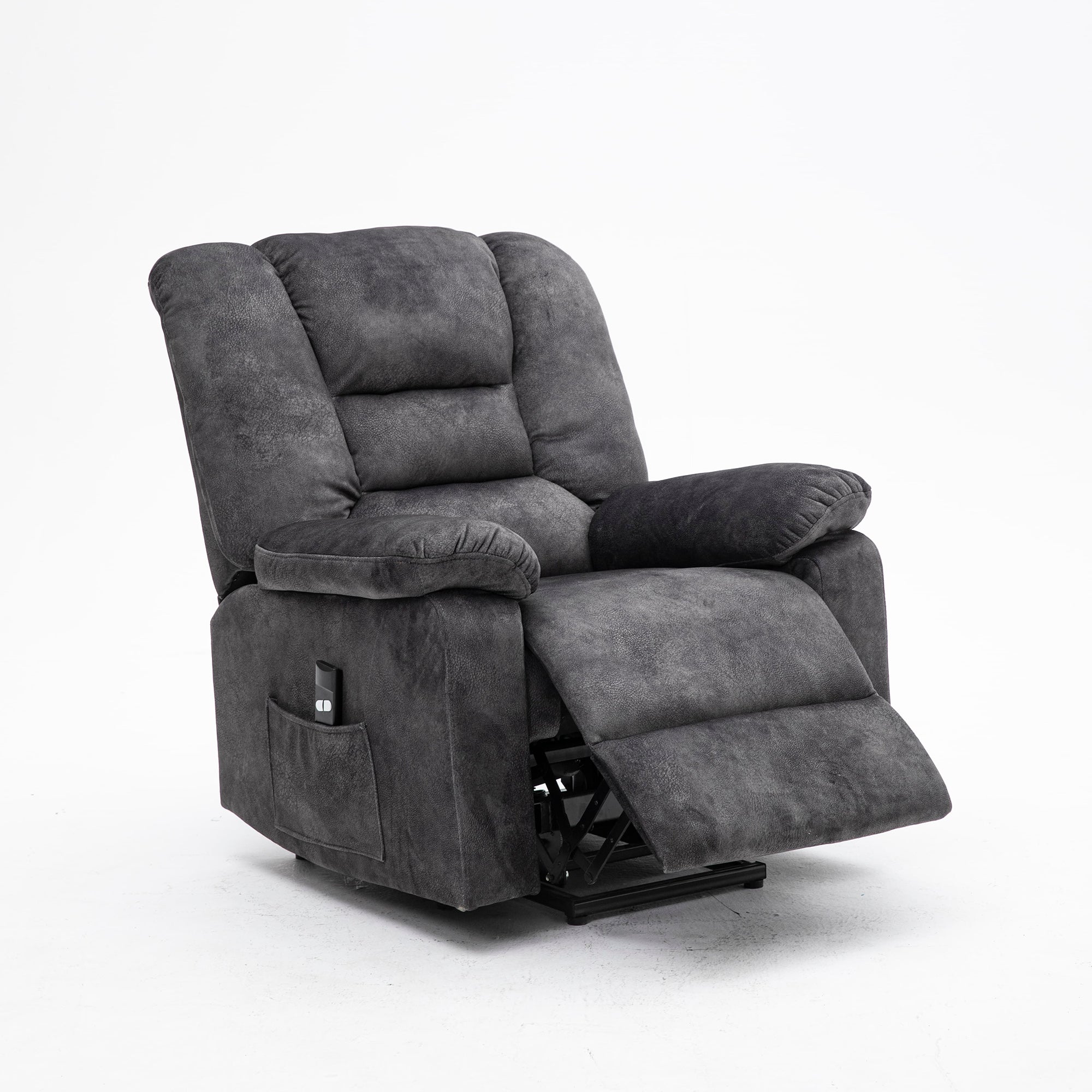  Homrest Power Lift Microfiber Electric Recliner Chair for Elderly with Side Pockets, Remote Control Living Room Chair (Grey)