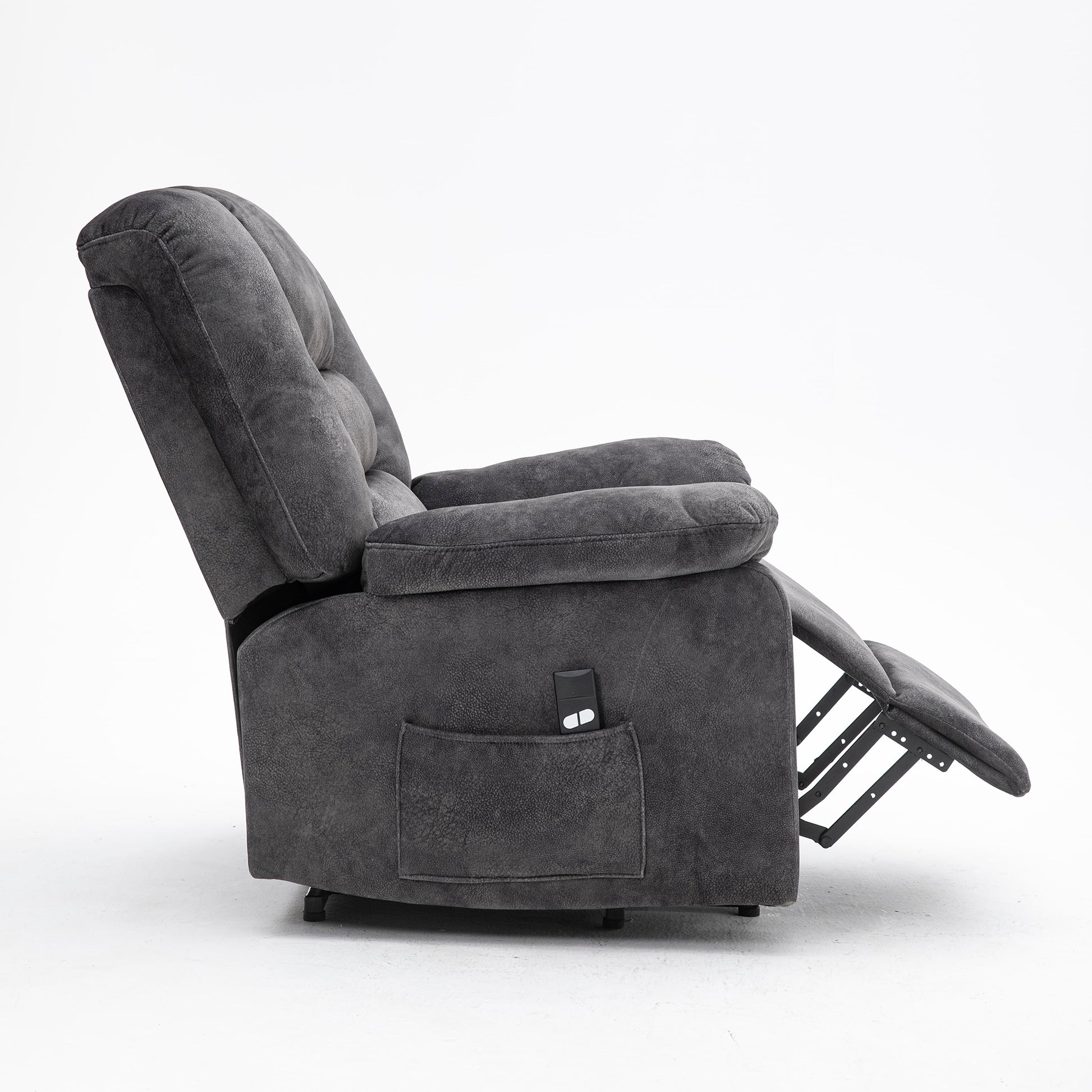  Homrest Power Lift Microfiber Electric Recliner Chair for Elderly with Side Pockets, Remote Control Living Room Chair (Grey)