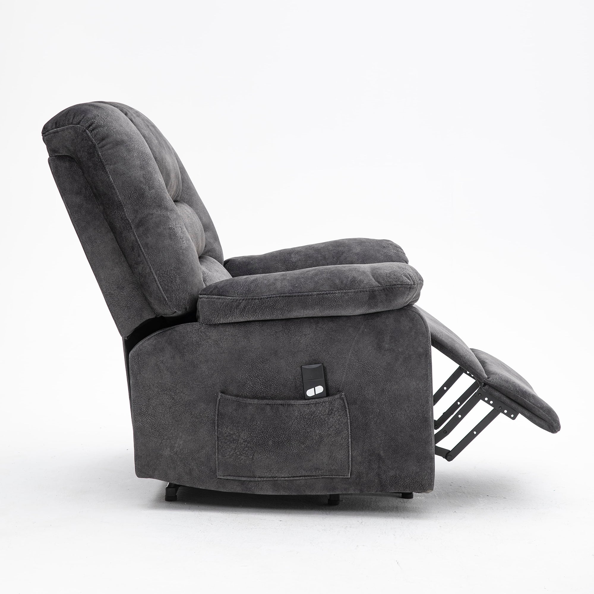  Homrest Power Lift Microfiber Electric Recliner Chair for Elderly with Side Pockets, Remote Control Living Room Chair (Grey)