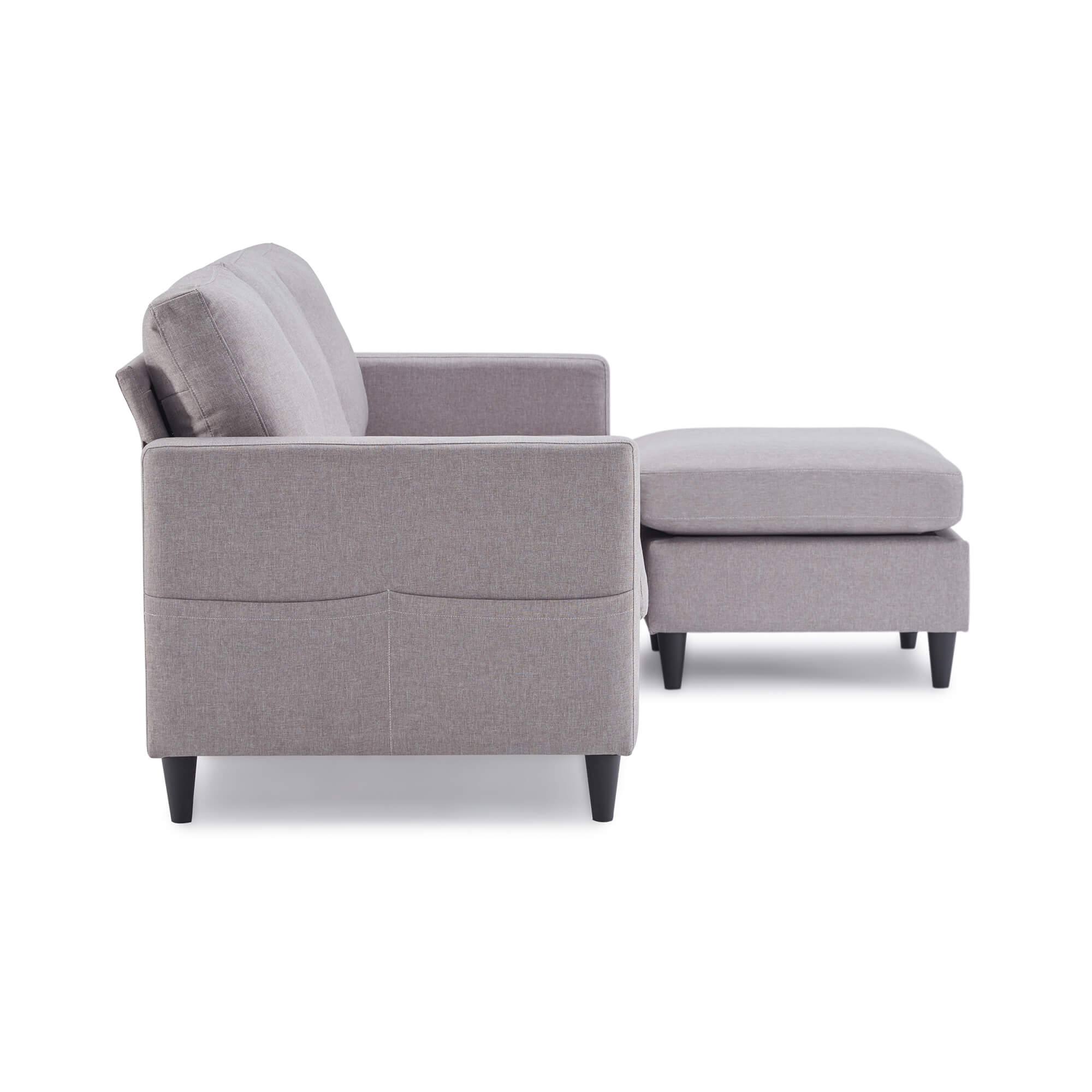 Homrest linen sectional sofa convertible couch with reversible chaise for living room, gray