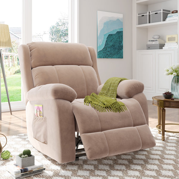 Power Lift Chair Soft Fabric Recliner Living Room Sofa Chair, Beige