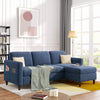 Homrest linen sectional sofa convertible couch with reversible chaise, blue 