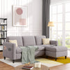 Homrest linen sectional sofa convertible couch with reversible chaise, gray