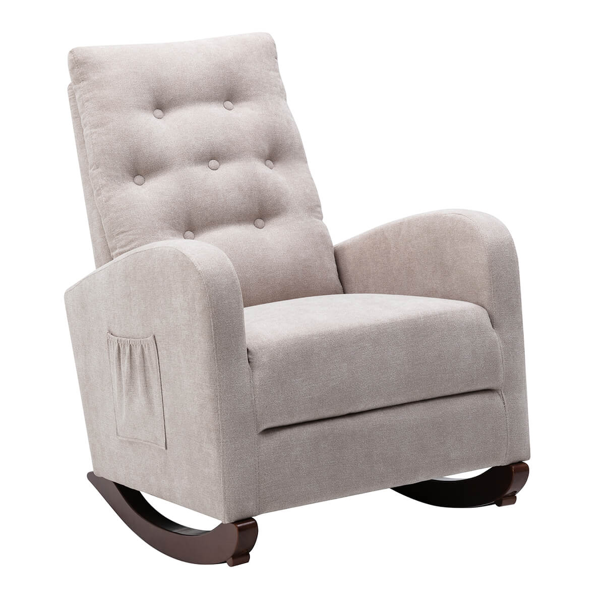 Homrest rocking chair with padded seat for living room, tan