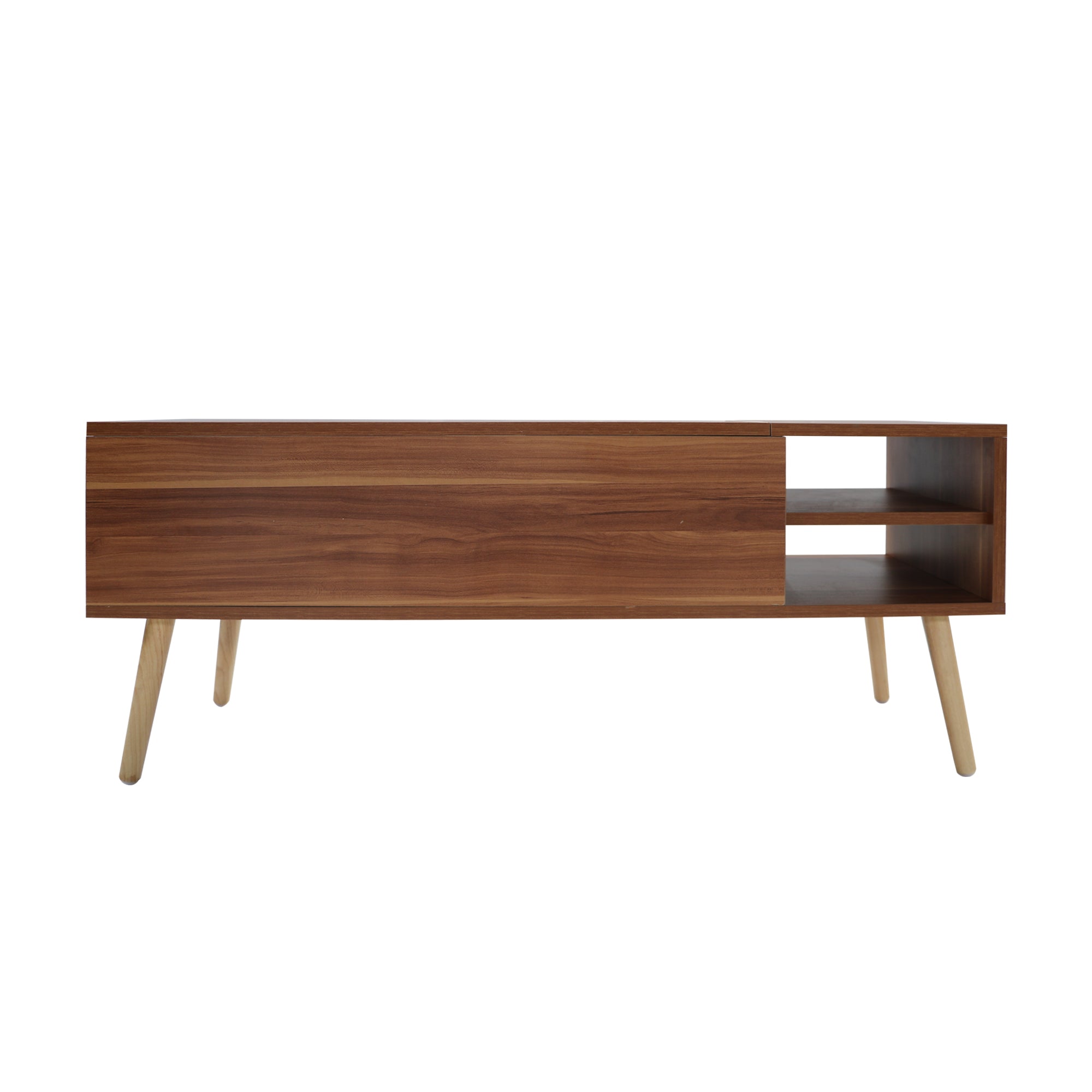 Homrest 43.3" Lift Top Coffee Table with Hidden Compartment and Adjustable Storage Shelf Wood Dinning Table (Brown)